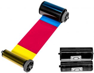 фото Цветная лента YMCKO, черная панель и панель оверлея с чистящим роликом оверлеем, на 500 оттисков для принтера Advent SOLID 700 (ASOL7-YMCKO500), фото 1